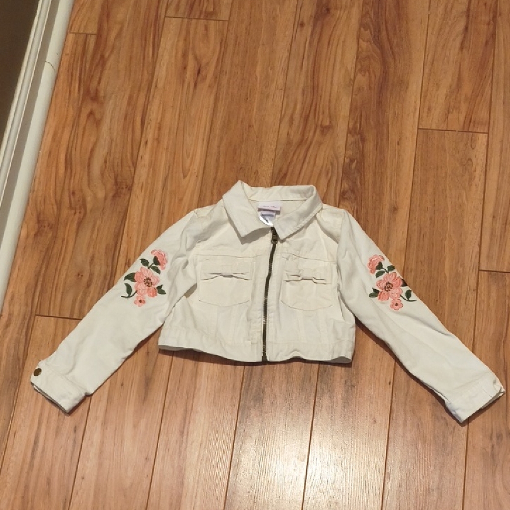 Girl's White Cropped Jacket